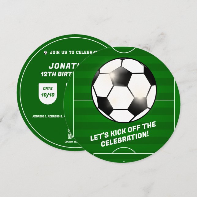 Soccer Football Theme Birthday Party Event Invitation (Front/Back)