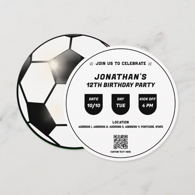 Soccer Football Theme Birthday Party Event Invitation (Front/Back)