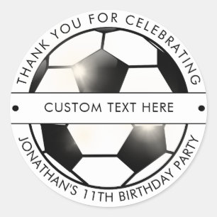 Soccer Football Theme Birthday Party Thank You Classic Round Sticker