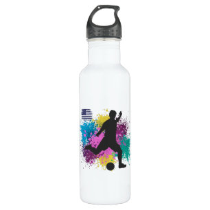 Soccer Football USA Grungy Colour Splashes 710 Ml Water Bottle