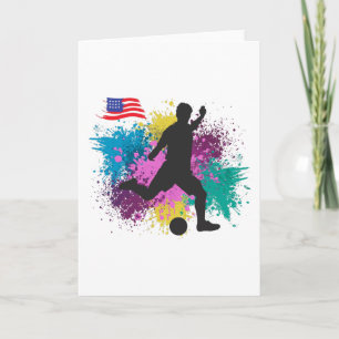 Soccer Football USA Grungy Colour Splashes Card