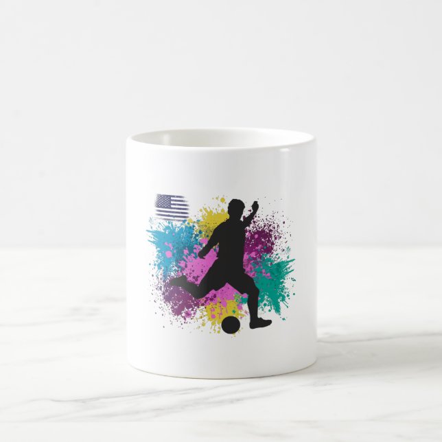 Soccer Football USA Grungy Colour Splashes Coffee Mug (Center)