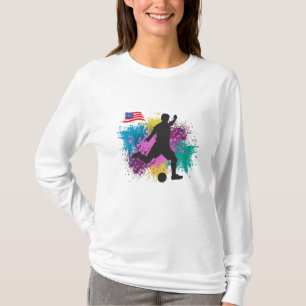 Soccer Football USA Grungy Colour Splashes T-Shirt