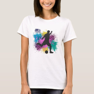 Soccer Football USA Grungy Colour Splashes T-Shirt
