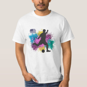 Soccer Football USA Grungy Colour Splashes T-Shirt