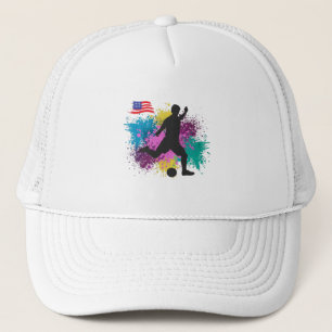 Soccer Football USA Grungy Colour Splashes Trucker Hat