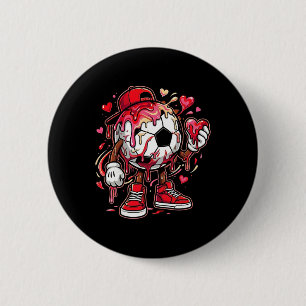 Soccer Footll Drip Heart Icecream Happy Valentine' 6 Cm Round Badge
