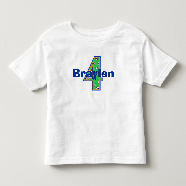 Soccer Fourth Birthday Boy Shirt (Front)
