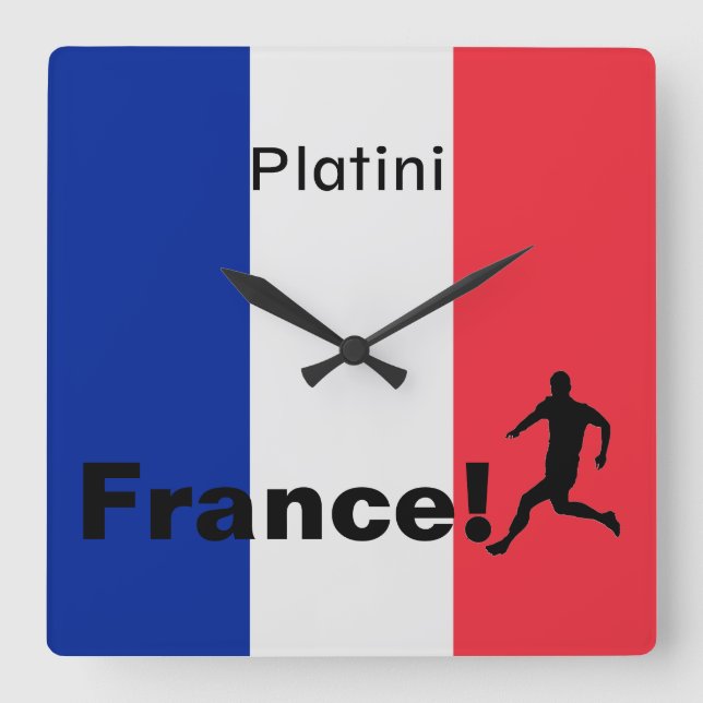 Soccer France, customisable Square Wall Clock (Front)