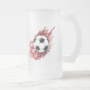 Soccer Frosted Glass Beer Mug