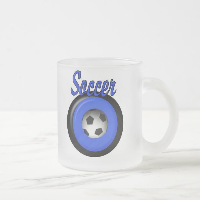Soccer Frosted Glass Coffee Mug (Right)