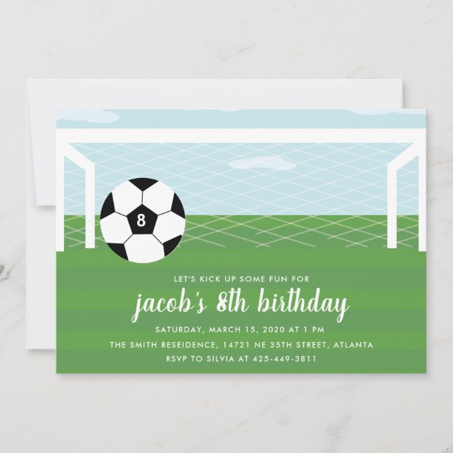 Soccer Fun birthday party invitation (Front)