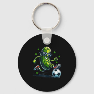 Soccer funny pickle with sunglasses for sports and key ring