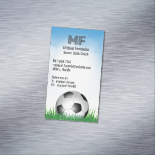 Soccer Futball Coach Magnetic Business Card