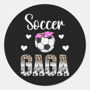 Soccer Gaga Leopard Grandma Gaga Of A Soccer Playe Classic Round Sticker