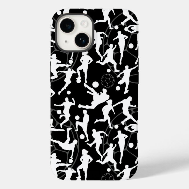 Soccer Game Pattern.b Black BG Case-Mate iPhone Case (Back)