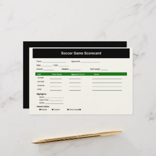 Soccer Game Scorecard Card