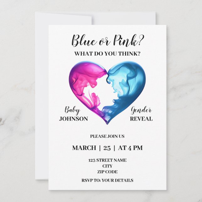 Soccer gender reveal invitation (Front)