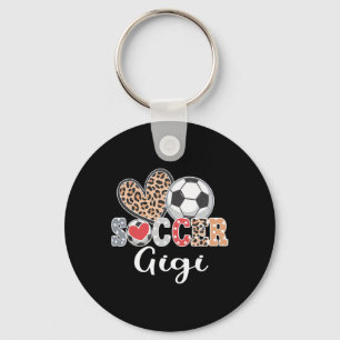 Soccer Gigi Cute Leopard Heart  Key Ring