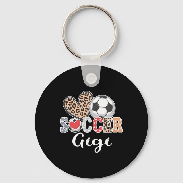 Soccer Gigi Cute Leopard Heart  Key Ring (Front)