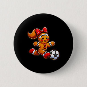 Soccer Gingerbread Girl Christmas Coquette Bow Spo 6 Cm Round Badge
