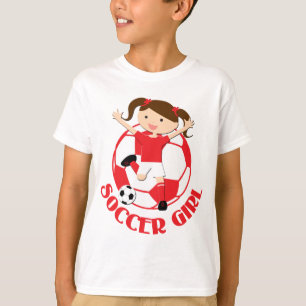 Soccer Girl 1 and Ball Red and White v2 T-Shirt