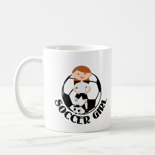 Soccer Girl 3 and Ball Black and White Coffee Mug