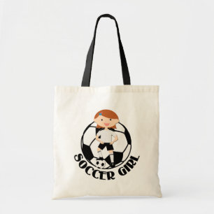 Soccer Girl 3 and Ball Black and White v2 Tote Bag