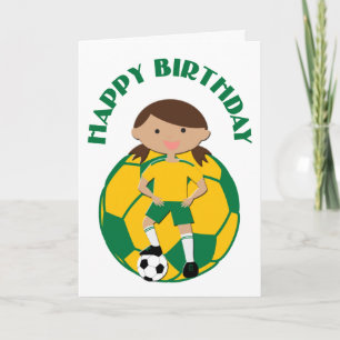 Soccer Girl 4 and Ball Green and Yellow Card