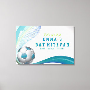 SOCCER GIRL Aqua Bat Mitzvah Sign-In Board Canvas Print