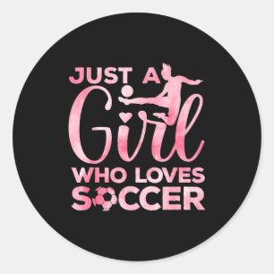 Soccer Girl Art For Girls Kids Toddler Women Socce Classic Round Sticker