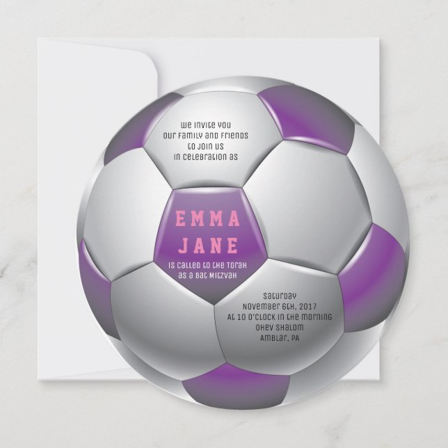 SOCCER GIRL Bar Mitzvah Invitation (Front)