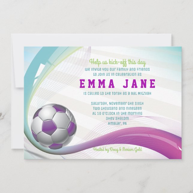 SOCCER GIRL Bar Mitzvah Invitation (Front)