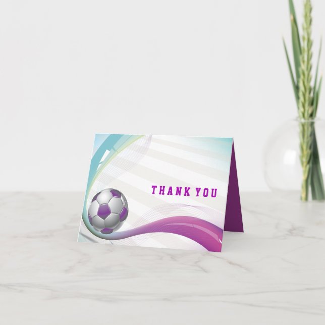 SOCCER GIRL Bat Mitzvah Thank You Card (Front)