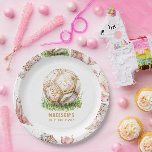 Soccer Girl Birthday Personalised Paper Plate (Party)