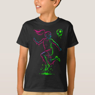 Soccer Girl Color Outline Graphic For Game Day Sty T-Shirt