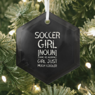 Soccer girl cool glass tree decoration