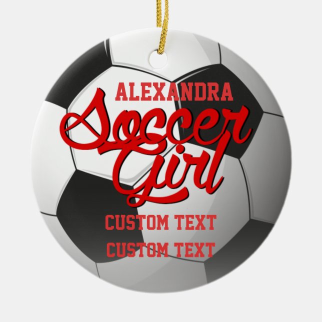 Soccer Girl Custom Ceramic Tree Decoration (Front)