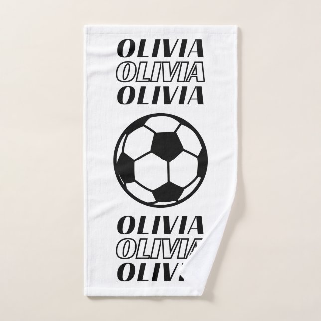 SOCCER GIRL CUSTOM NAME HAND TOWEL (Hand Towel)