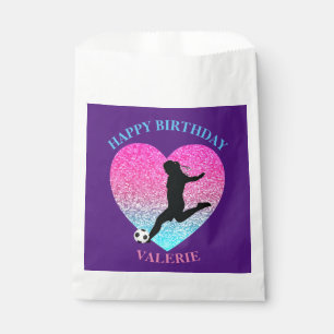 Soccer Girl "Happy Birthday" Heart  Favour Bags