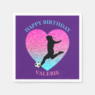 Soccer Girl "Happy Birthday" Heart   Napkin