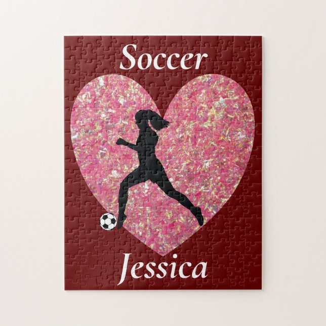  Soccer Girl heart, Personalised Name soccer Girl Jigsaw Puzzle (Vertical)