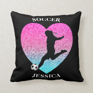 Soccer Girl Heart w/ Name   Cushion