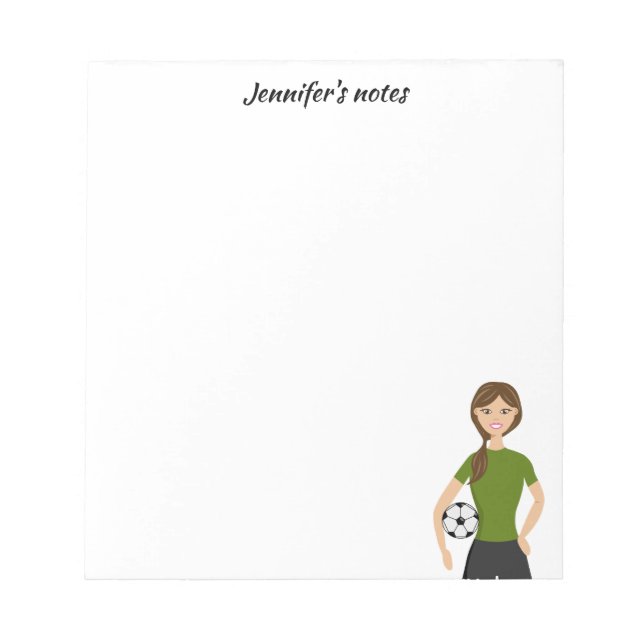 Soccer Girl Illustration & Custom Title Notepad (Front)