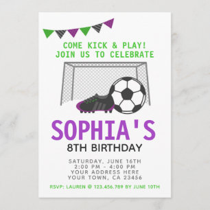 Soccer Girl Invitation, Sport Birthday Party Invitation