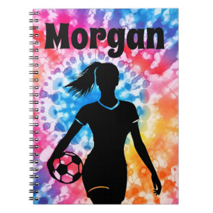 Soccer Girl Personalised Tie-Dye Rainbow Aquarelle Notebook