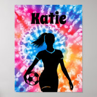 Soccer Girl Personalised Tie-Dye Rainbow Aquarelle