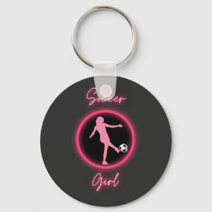Soccer Girl Pink Glow  Key Ring