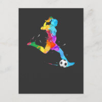 Soccer Girl Player Colourful Football Art
