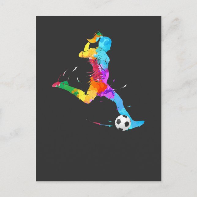 Soccer Girl Player Colourful Football Art Postcard (Front)